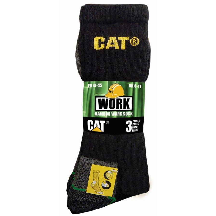 Caterpillar Men's Bamboo 3 Pack Socks Black CAT-24638